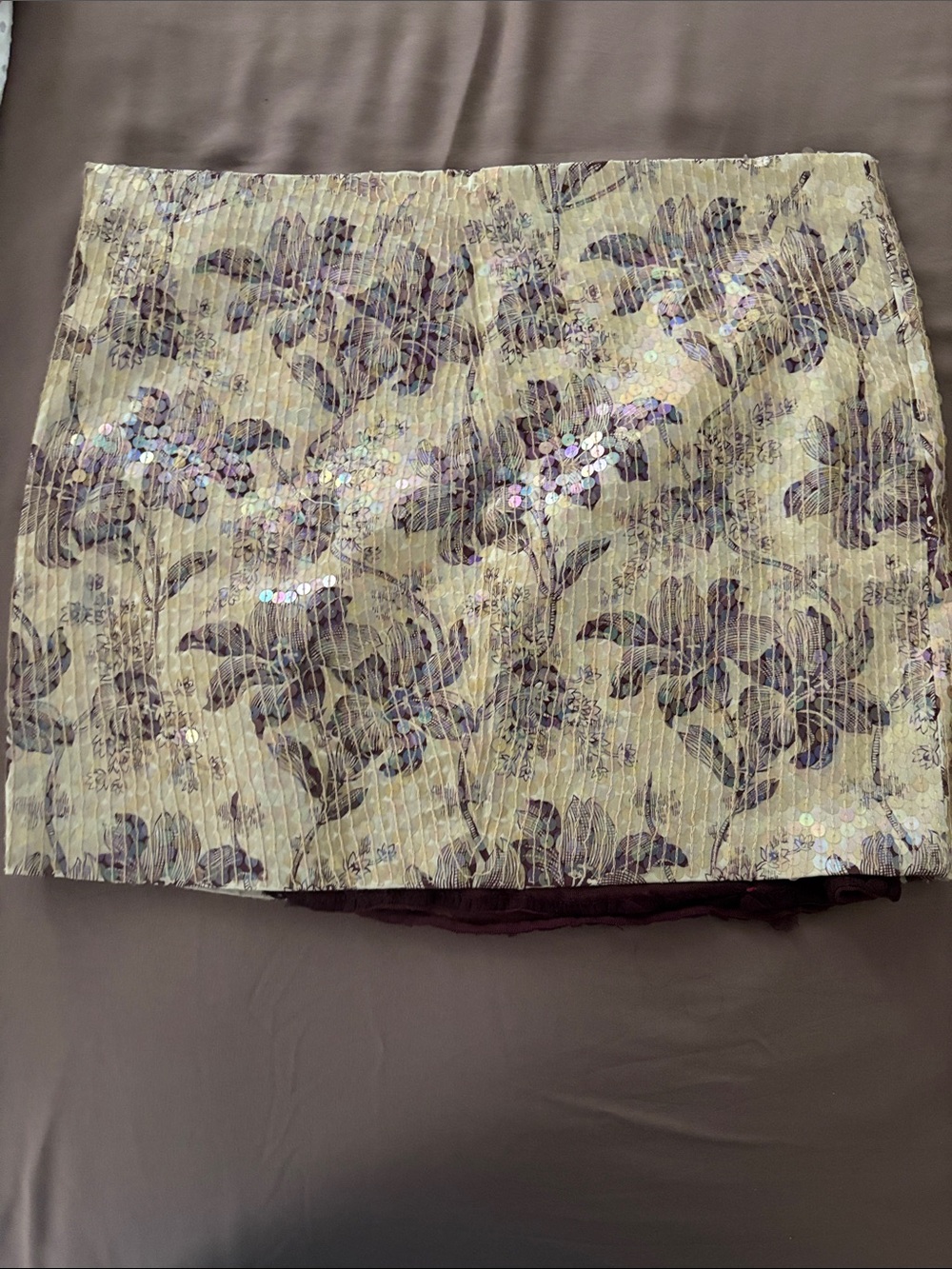 Christian Audigier Sequin Floral Mini Skirt